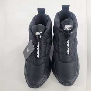 SOREL OUT N ABOUT III PUFFY ZIPPER BOOTS BOOTIES BLACK WHITE GREEN US 6 NWT‎